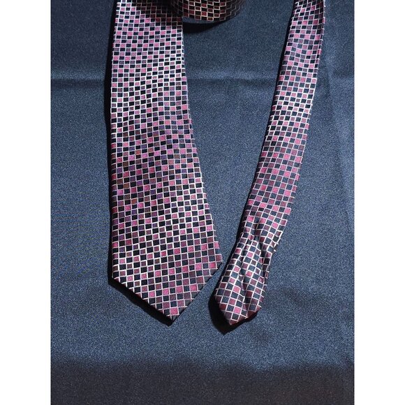 Alfani Mens Geometric Checkered Silk Tie Classic - Picture 4 of 13